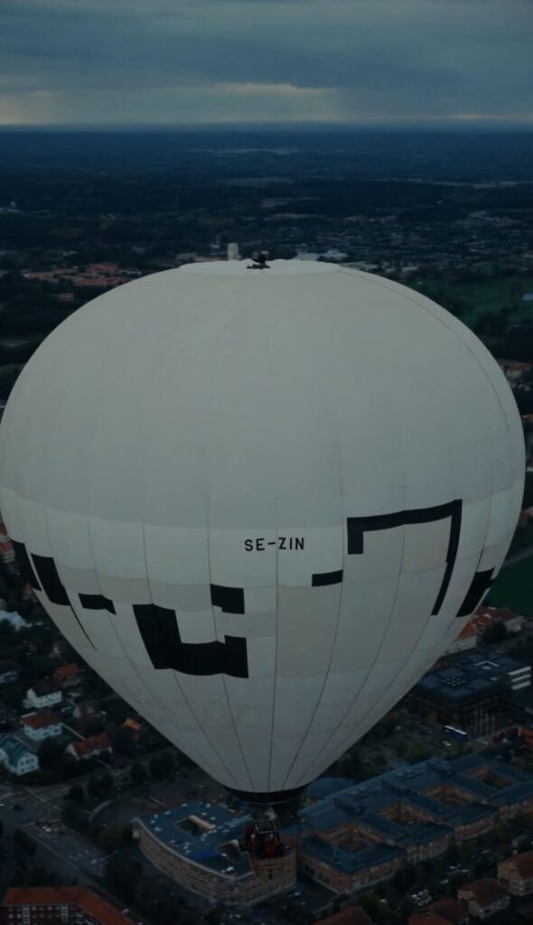 Female DJ Beatrice performing on a hot-air balloon in Mexico